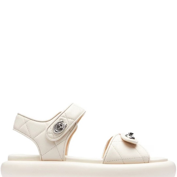 COACH Peyton Leather Platform Sandals Size 8.5 
In Chalk New In Box - Picture 3 of 11